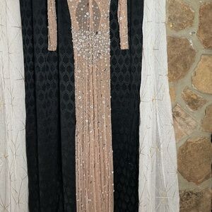 Sheer Elegance Pearl-Studded Gown